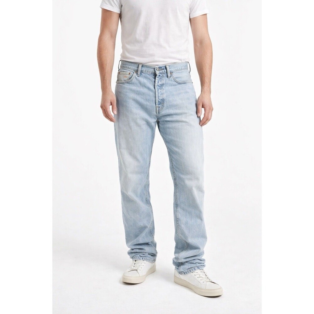 Levi’s 501 Button Fly Jeans Mens W40 L34 Light Wash Straight Leg Denim